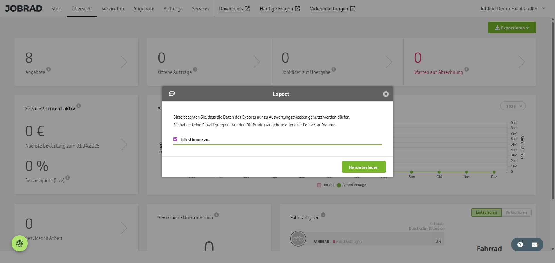 Ein Screenshot des Exports der Leasingausläuferliste